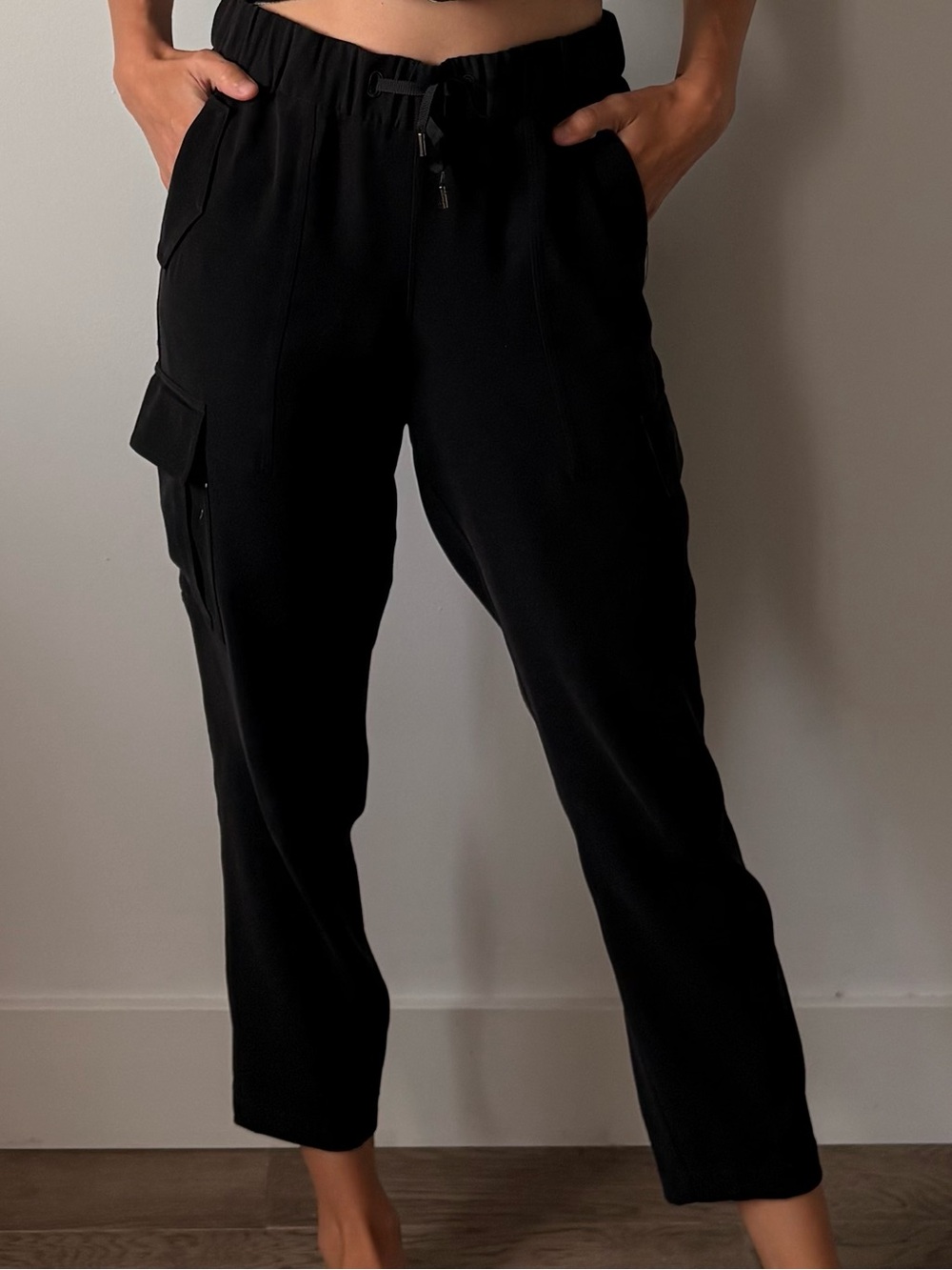 lululemon athletica Black Cropped Cargo Pants - Drawstring Ankle Pant
